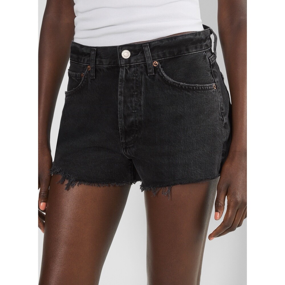 Agolde Denim Shorts Parker Vintage Raw Hem Cut Off Crash Black